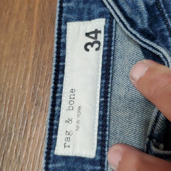 Rag & bone Nina high rise ankle cigarette jeans medium wash distressed cuff - Picture 3 of 10